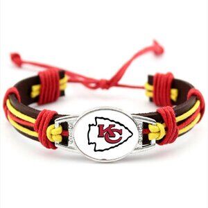 Kansas City Chiefs Leather Bracelet - Handcrafted Football Fan Jewelry